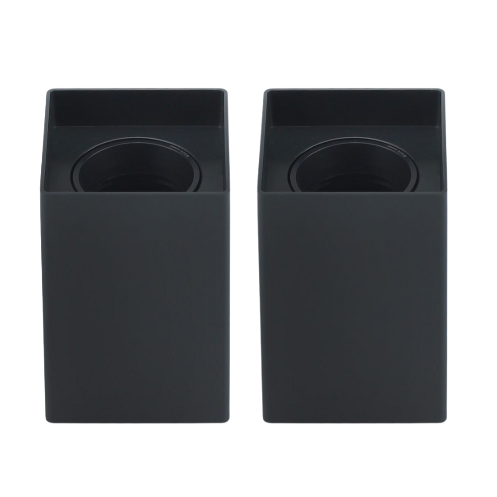 2er Set Aufbauspot für GU10- /MR16-Leuchtmittel, eckig, 45° schwenkbar, schwarz.