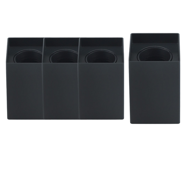4er Set Aufbauspot für GU10- /MR16-Leuchtmittel, eckig, 45° schwenkbar, schwarz.
