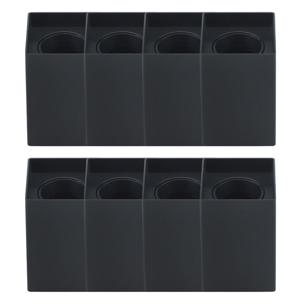 8er Set Aufbauspot für GU10- /MR16-Leuchtmittel, eckig, 45° schwenkbar, schwarz.