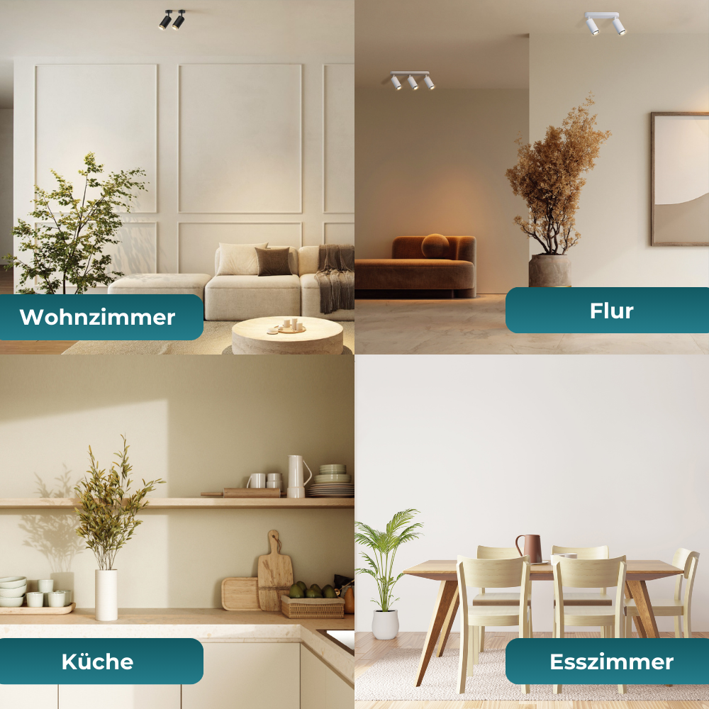 LED Aufbauspot mit GU10 Fassung, weiß/schwarz, IP20, Aluminium.