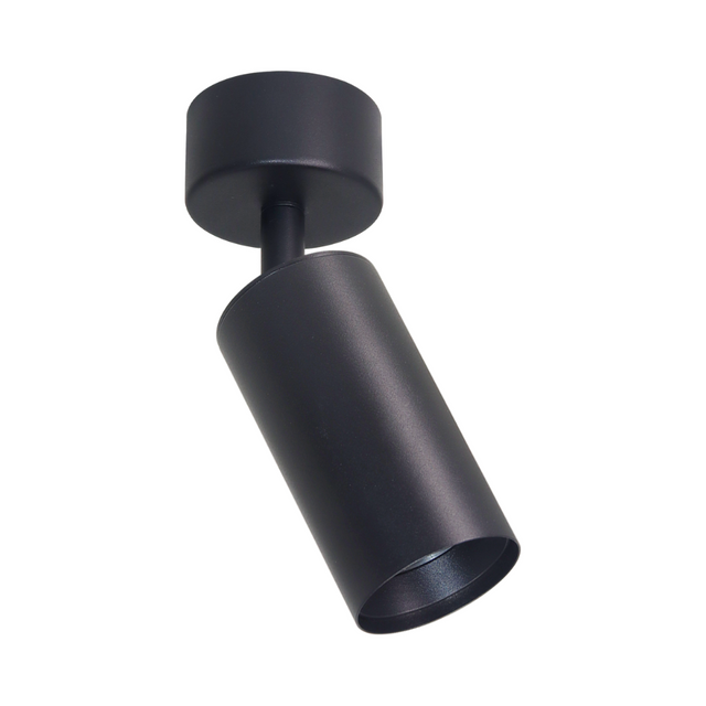 Schwenkbarer LED Aufbauspot mit GU10 Fassung, schwarz, IP20, Aluminium.