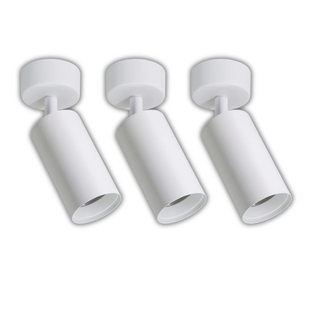 3er Pack Schwenkbarer LED Aufbauspot mit GU10 Fassung, weiß, IP20, Aluminium.