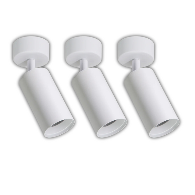 3er Pack Schwenkbarer LED Aufbauspot mit GU10 Fassung, weiß, IP20, Aluminium.