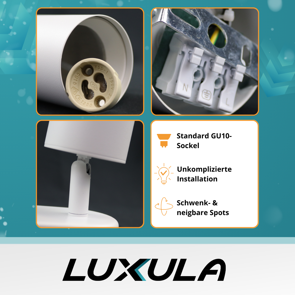 3er Pack Schwenkbarer LED Aufbauspot mit GU10 Fassung, 2-flammig, weiß, IP20, Aluminium.