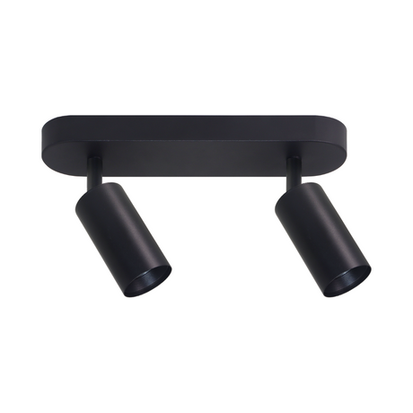 Schwenkbarer LED Aufbauspot mit GU10 Fassung, 2-flammig, schwarz, IP20, Aluminium.