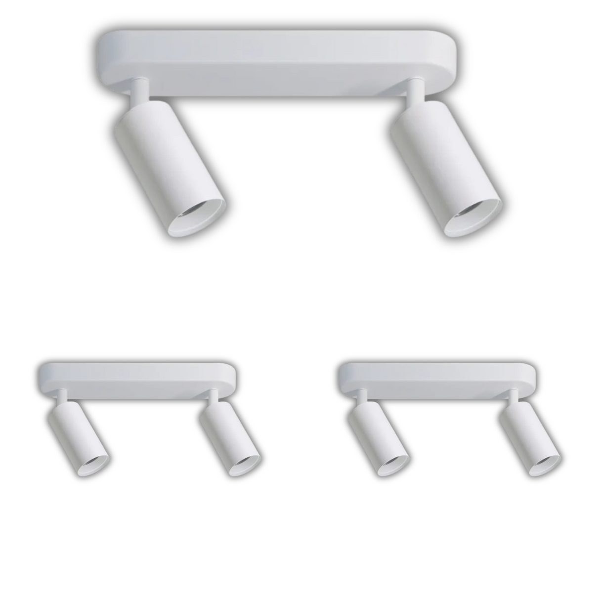 3er Pack Schwenkbarer LED Aufbauspot mit GU10 Fassung, 2-flammig, weiß, IP20, Aluminium.