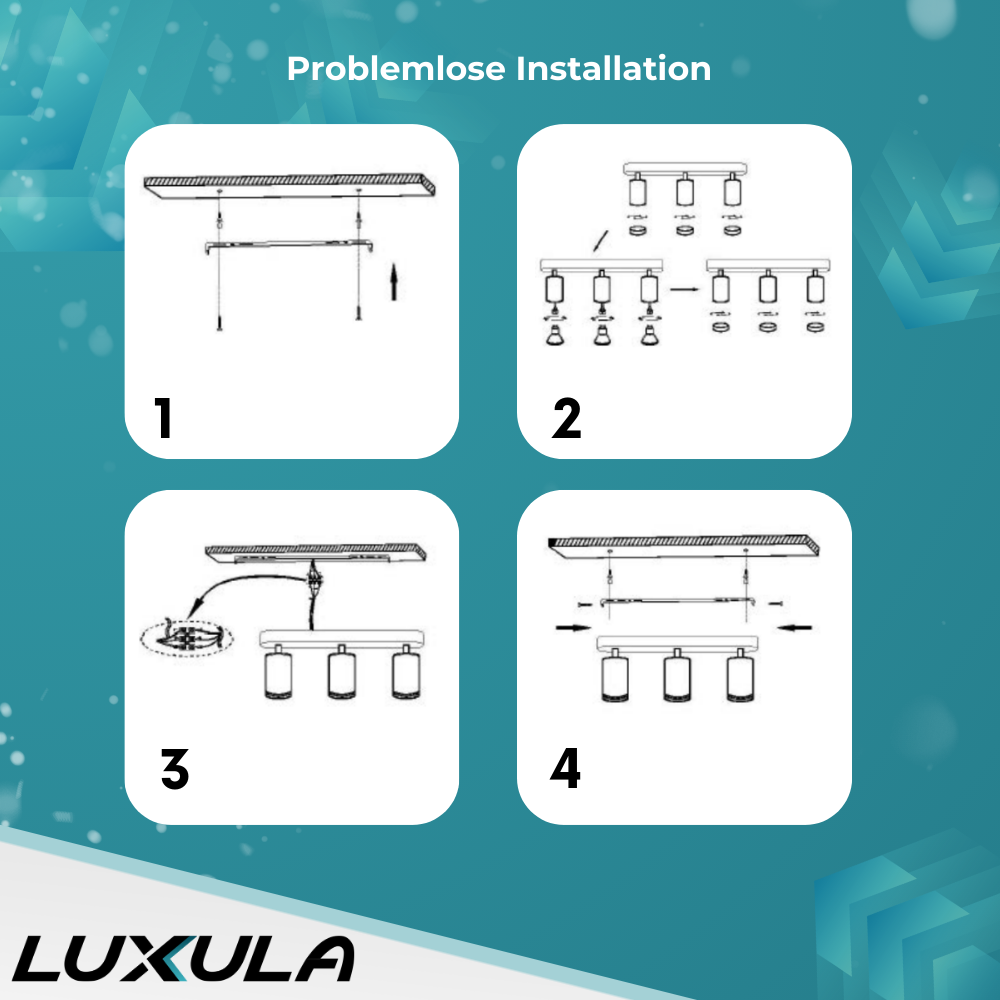 6er Pack Schwenkbarer LED Aufbauspot mit GU10 Fassung, 3-flammig, schwarz, IP20, Aluminium.