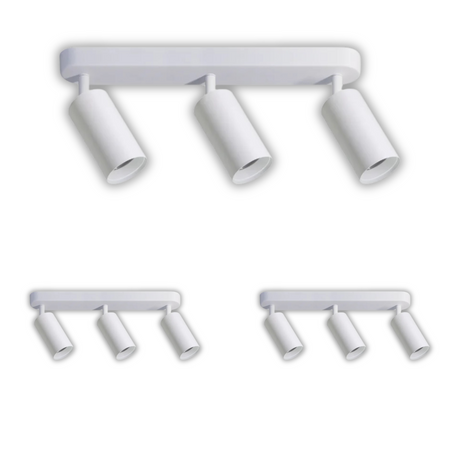 3er Pack Schwenkbarer LED Aufbauspot mit GU10 Fassung, 3-flammig, weiß, IP20, Aluminium.