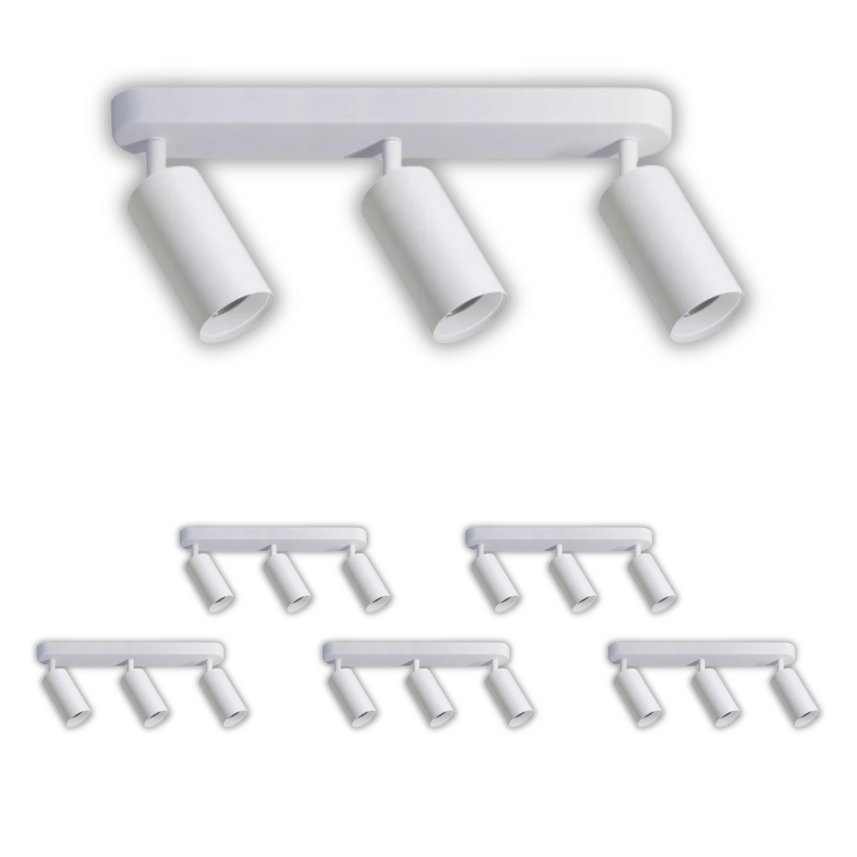 6er Pack Schwenkbarer LED Aufbauspot mit GU10 Fassung, 3-flammig, weiß, IP20, Aluminium.