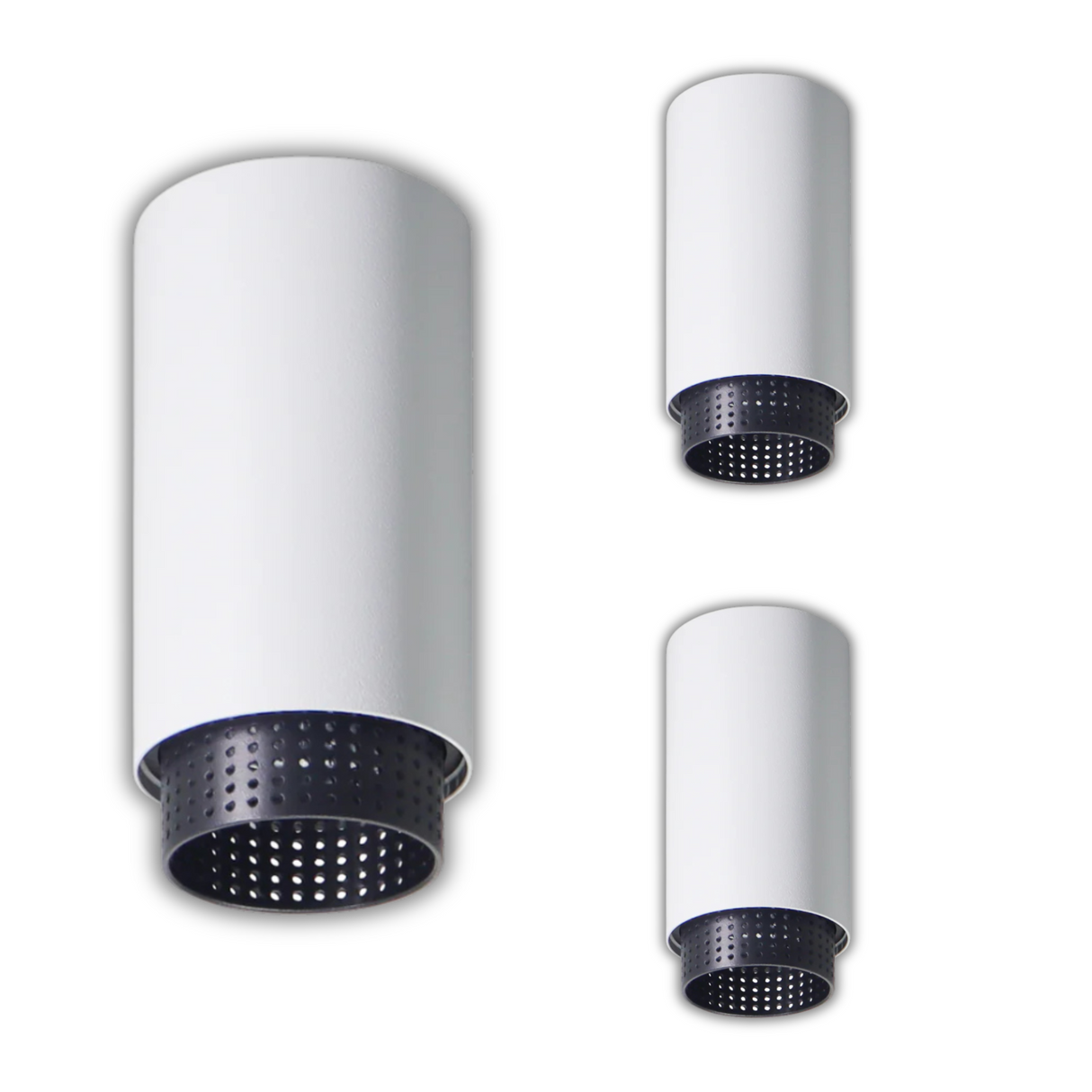 3er Pack LED Aufbauspot mit GU10 Fassung, weiß/schwarz, IP20, Aluminium.