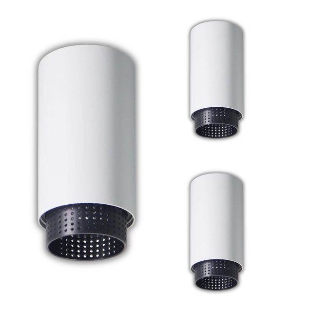 3er Pack LED Aufbauspot mit GU10 Fassung, weiß/schwarz, IP20, Aluminium.