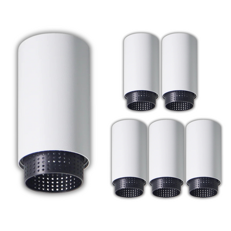 6er Pack LED Aufbauspot mit GU10 Fassung, weiß/schwarz, IP20, Aluminium.