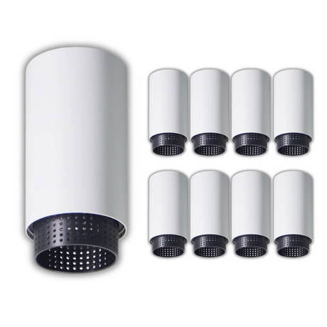 9er Pack LED Aufbauspot mit GU10 Fassung, weiß/schwarz, IP20, Aluminium.