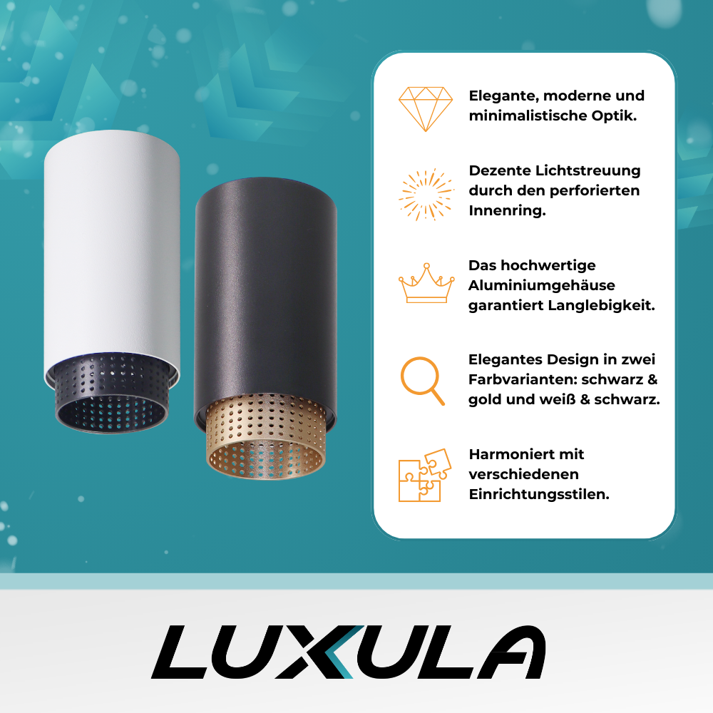 LED Aufbauspot mit GU10 Fassung, weiß/schwarz, IP20, Aluminium.
