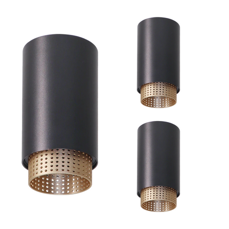 3er Pack LED Aufbauspot mit GU10 Fassung, schwarz/gold, IP20, Aluminium.