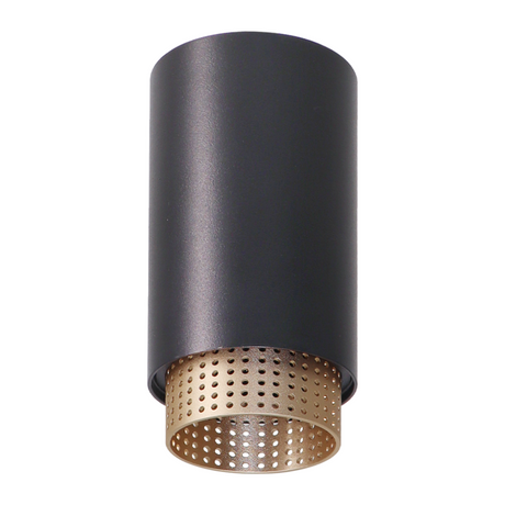 LED Aufbauspot mit GU10 Fassung, schwarz/gold, IP20, Aluminium.