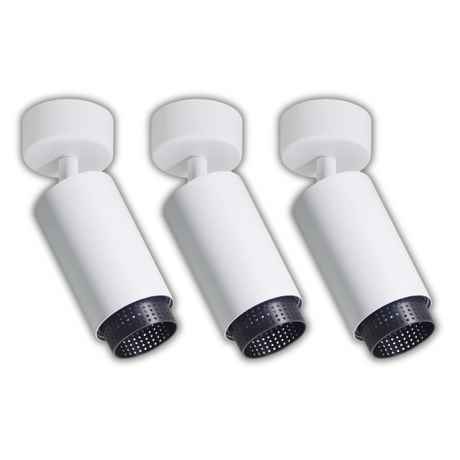 3er Pack Schwenkbarer LED Aufbauspot mit GU10 Fassung, weiß/schwarz, IP20, Aluminium.