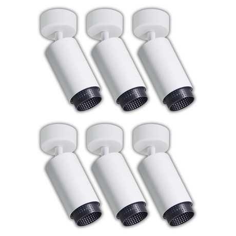 6er Pack Schwenkbarer LED Aufbauspot mit GU10 Fassung, weiß/schwarz, IP20, Aluminium.