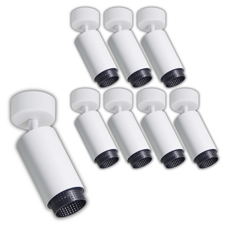 9er Pack Schwenkbarer LED Aufbauspot mit GU10 Fassung, weiß/schwarz, IP20, Aluminium.