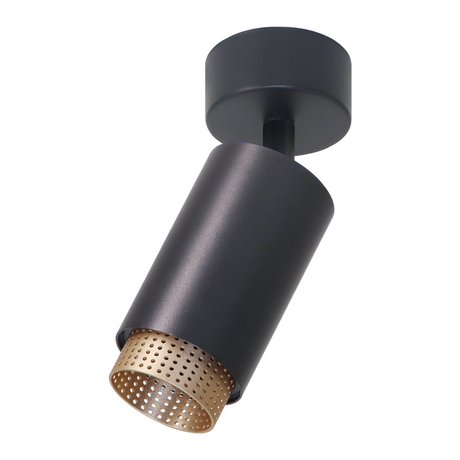 Schwenkbarer LED Aufbauspot mit GU10 Fassung, schwarz/gold, IP20, Aluminium.