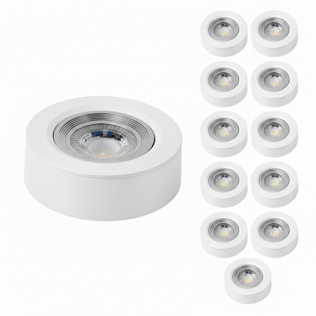 LED CCT Downlight, Ein- und Aufbaustrahler, schwenkbar, in Weiß, dimmbar, 5 W, 420 lm, 60°, 3000K-4000K-6500K einstellbar