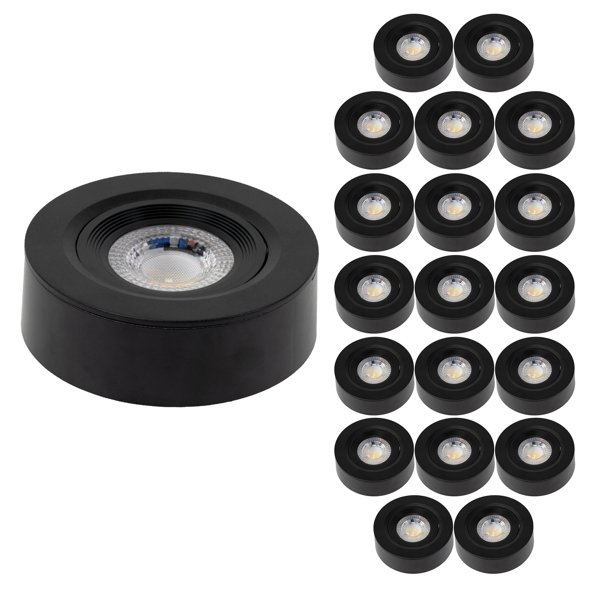 LED CCT Downlight, Ein- und Aufbaustrahler, schwenkbar, in Schwarz, dimmbar, 5 W, 420 lm, 60°, 3000K-4000K-6500K einstellbar
