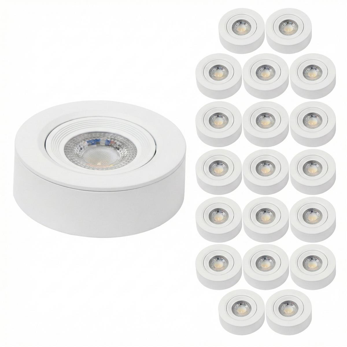 LED CCT Downlight, Ein- und Aufbaustrahler, schwenkbar, in Weiß, dimmbar, 5 W, 420 lm, 60°, 3000K-4000K-6500K einstellbar