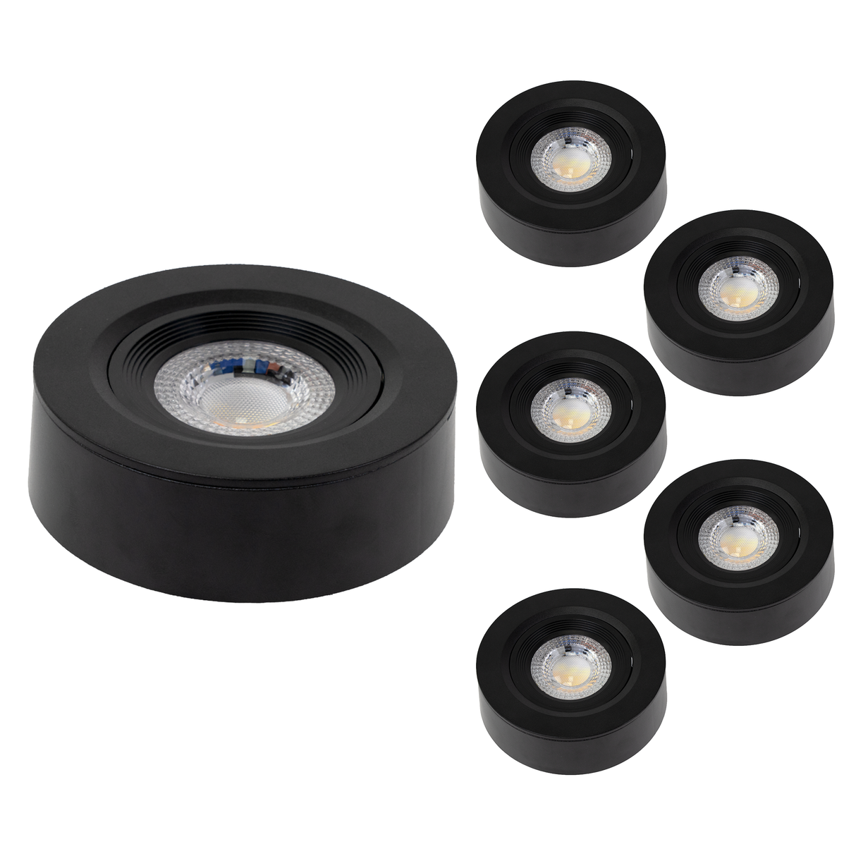 LED CCT Downlight, Ein- und Aufbaustrahler, schwenkbar, in Schwarz, 5 W, 500 lm, 38°, 3000K-6500K einstellbar