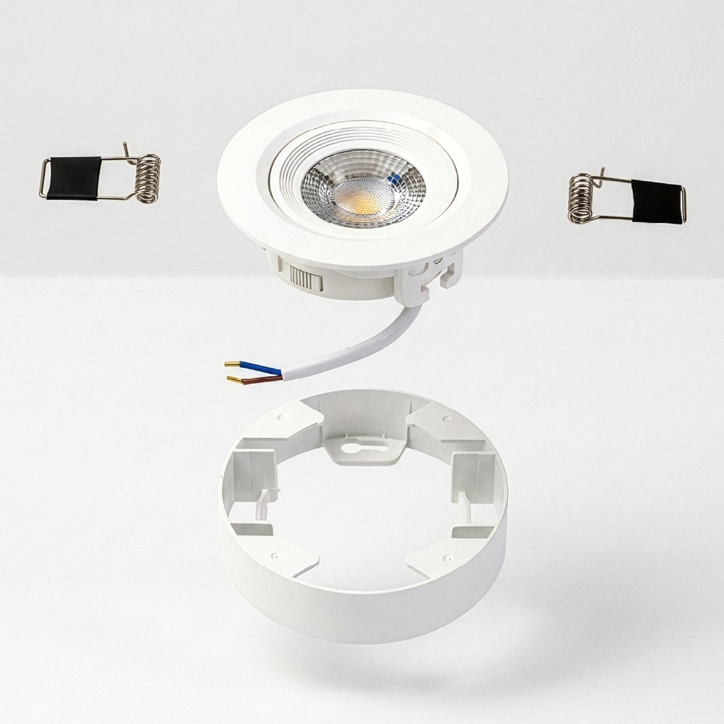 LED CCT Downlight, Ein- und Aufbaustrahler, schwenkbar, in Weiß, dimmbar, 5 W, 420 lm, 60°, 3000K-4000K-6500K einstellbar