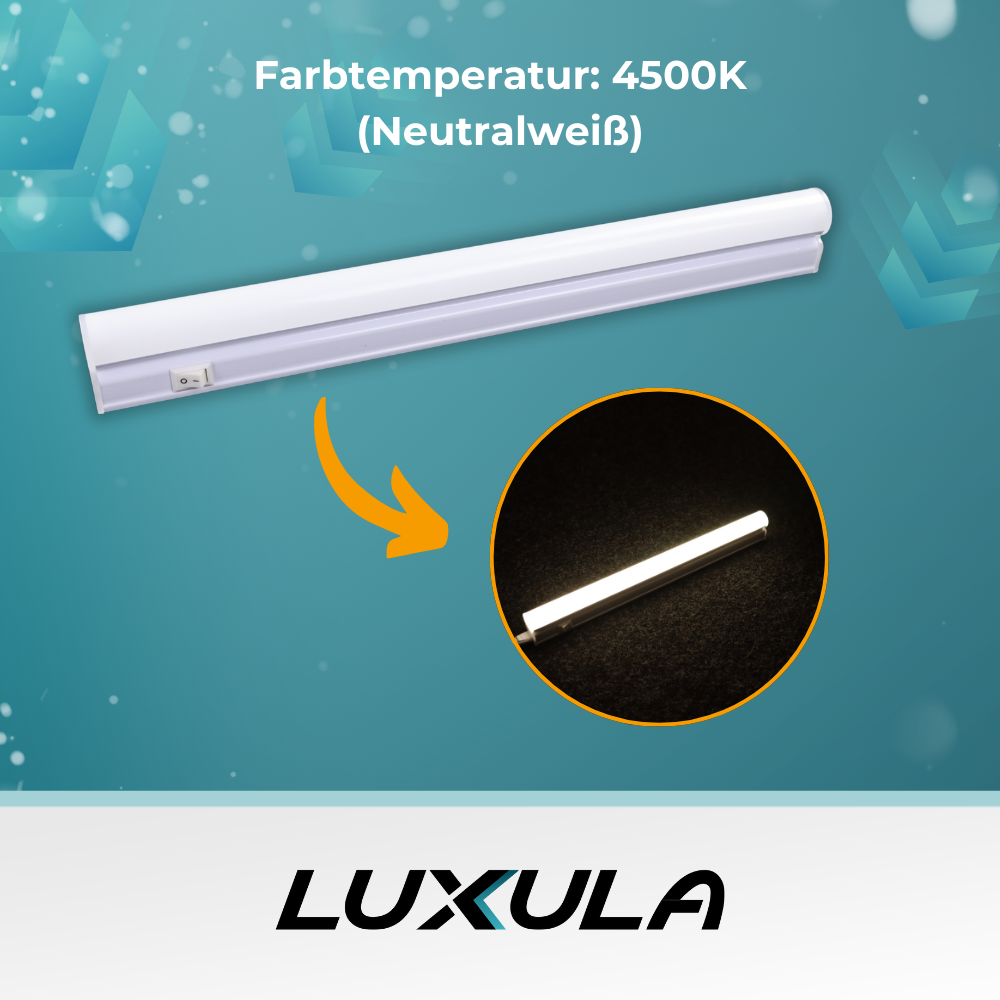 LED-Unterbauleuchte in Weiß, mit Schalter, 30 cm, 4 W, 360 lm, 4500 K (neutralweiß), erweiterbar, Küchen- und Schrankbeleuchtung.
