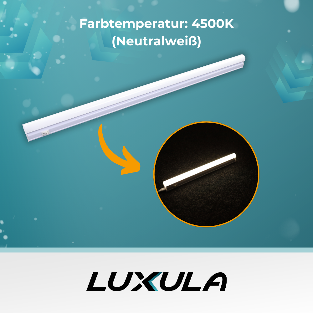 LED-Unterbauleuchte in Weiß, mit Schalter, 57 cm, 8 W, 720 lm, 4500 K (neutralweiß), erweiterbar, Küchen- und Schrankbeleuchtung.