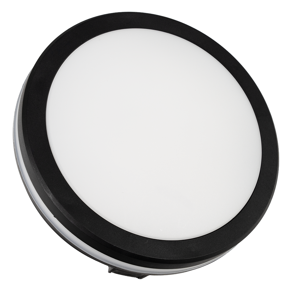 Moderne LED-Deckenlampe, schwarz/weiß, rund, 30 W, 3000 lm, Lichtfarbe einstellbar, Ø30 cm, IP65-wassergeschützt, Schnellverbinder, Innen- und Außenlampe