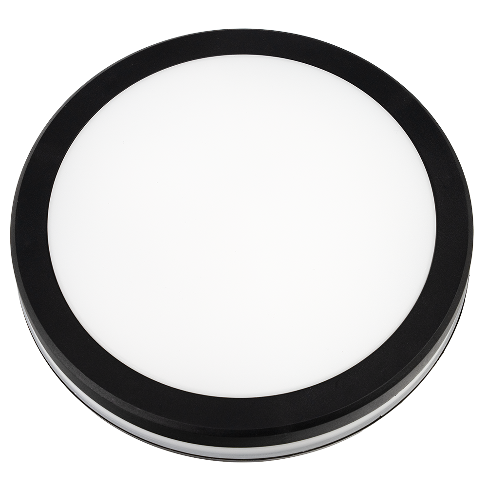 Moderne LED-Deckenlampe, schwarz/weiß, rund, 30 W, 3000 lm, Lichtfarbe einstellbar, Ø30 cm, IP65-wassergeschützt, Schnellverbinder, Innen- und Außenlampe