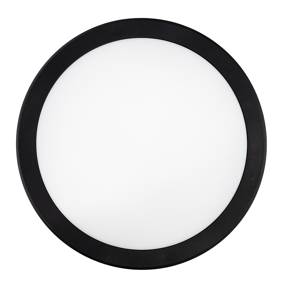 Moderne LED-Deckenlampe, schwarz/weiß, rund, 30 W, 3000 lm, Lichtfarbe einstellbar, Ø30 cm, IP65-wassergeschützt, Schnellverbinder, Innen- und Außenlampe