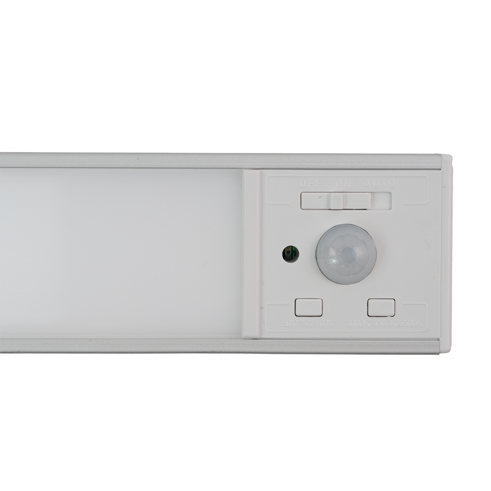 LED Schrankbeleuchtung mit Bewegungsmelder, Silberton, 30 cm, dimmbar, einstellbare Lichtfarbe, USB-aufladbar, einfache Befestigung, Unterbauleuchte