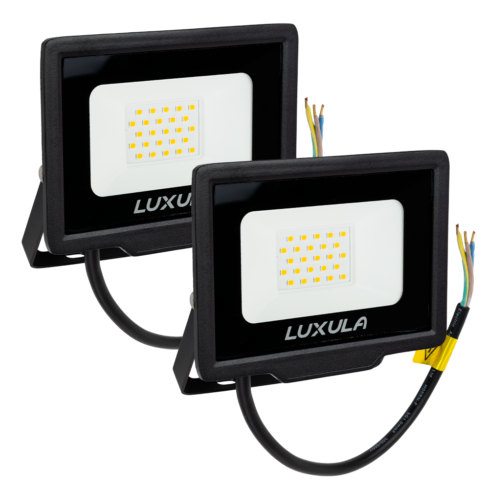 2er Pack LED-Fluter, 20 W, 4000 K (neutralweiß), 2000 lm, schwarz, IP65