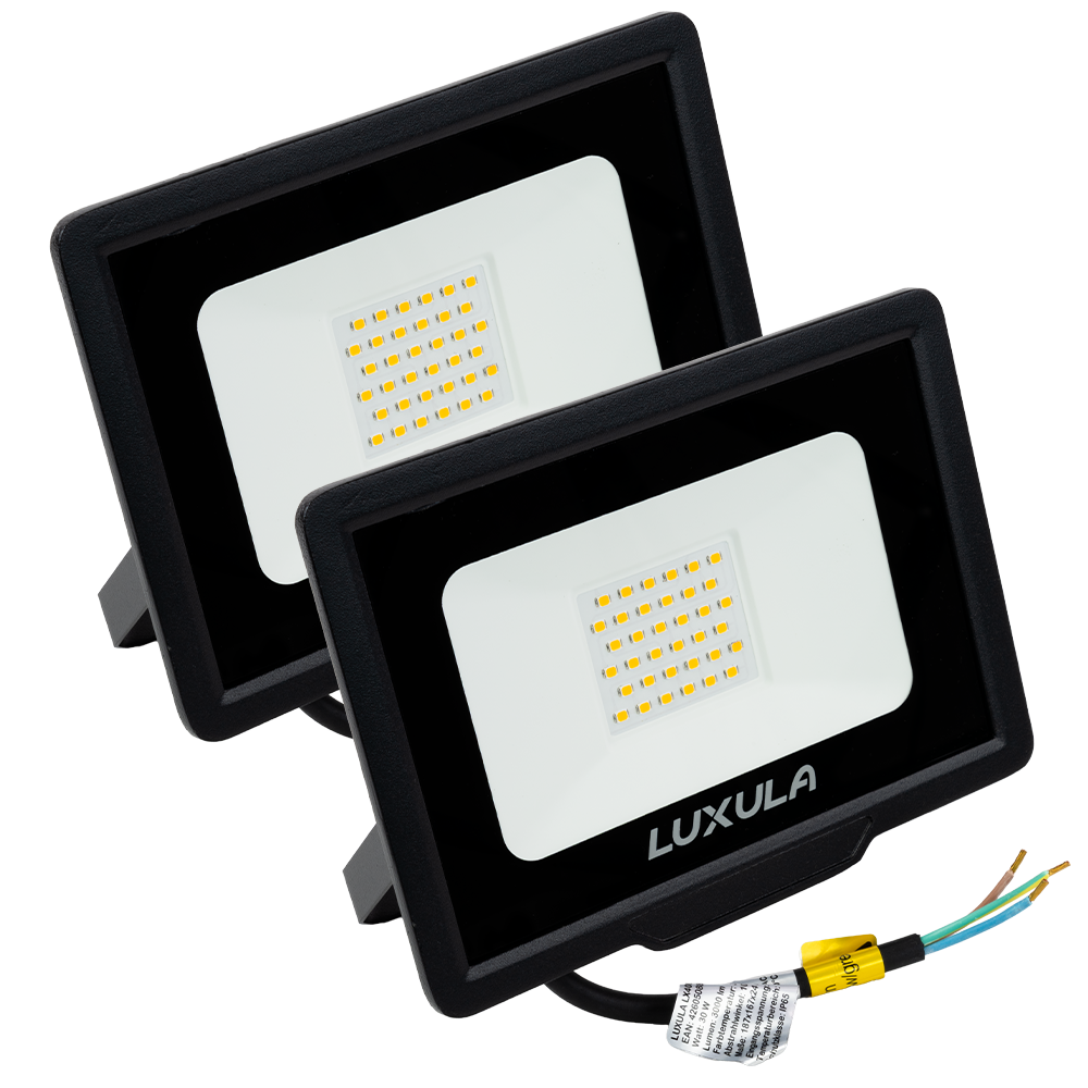 2er Pack LED-Fluter, 30 W, 4000 K (neutralweiß), 3000 lm, schwarz, IP65
