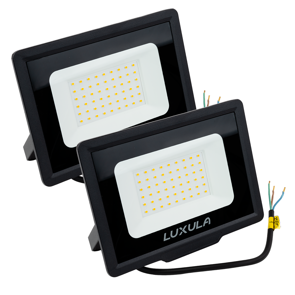 2er Pack LED-Fluter, 50 W, 4000 K (neutralweiß), 5000 lm, schwarz, IP65