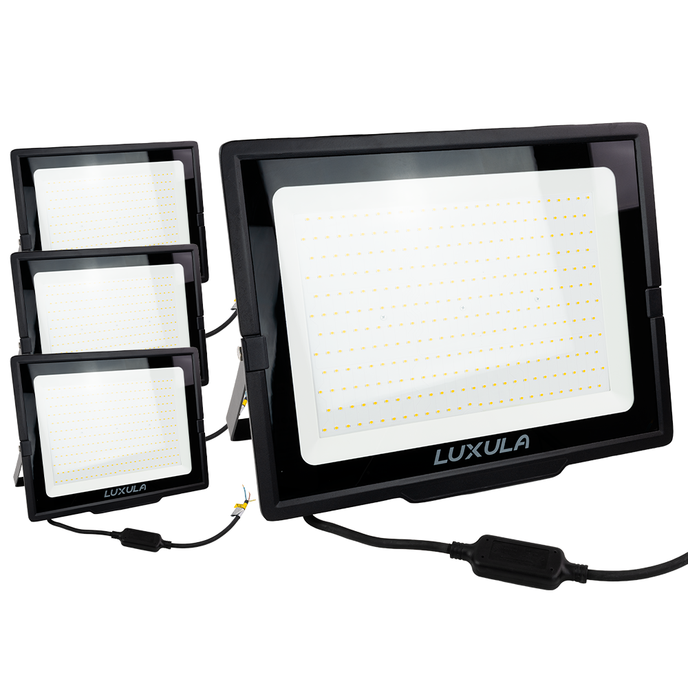 4er Pack LED-Fluter, 300 W, 4000 K (neutralweiß), 30000 lm, schwarz, IP65