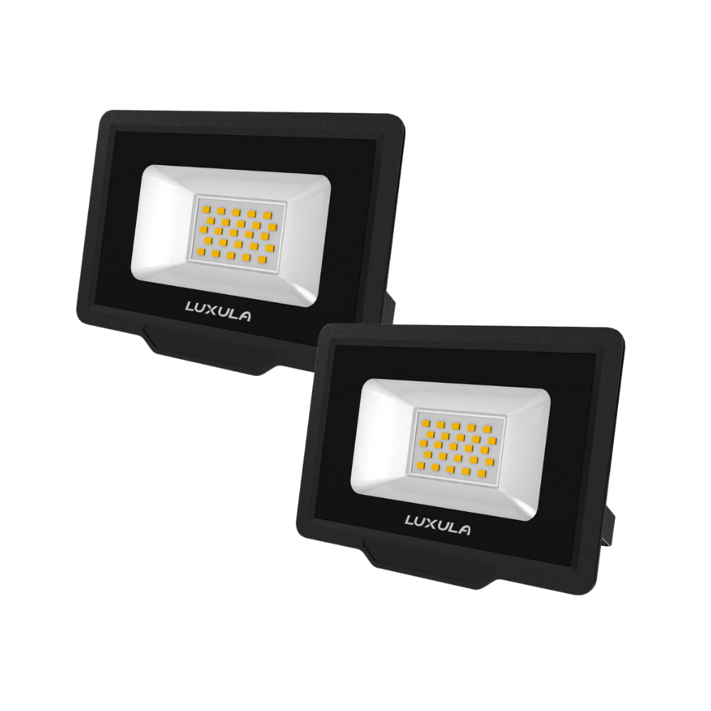 2er Pack LED-Fluter, 20 W, 4000 K (neutralweiß), 2000 lm, schwarz, IP65.