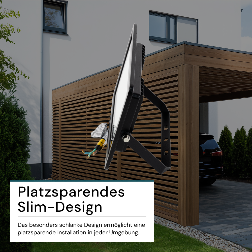 LED-Fluter, 30 W, 4000 K (neutralweiß), 3000 lm, schwarz, IP65.