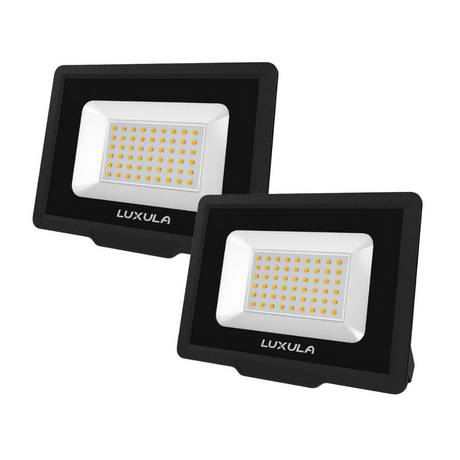 2er Pack LED-Fluter, 50 W, 4000 K (neutralweiß), 5000 lm, schwarz, IP65.