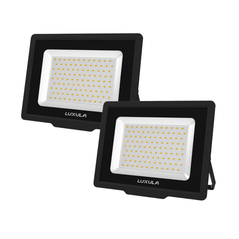 2er Pack LED-Fluter, 100 W, 4000 K (neutralweiß), 10000 lm, schwarz, IP65.