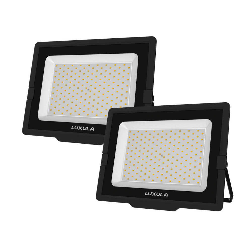 2er Pack LED-Fluter, 150 W, 4000 K (neutralweiß), 15000 lm, schwarz, IP65.
