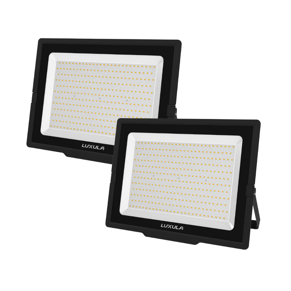 2er Pack LED-Fluter, 300 W, 4000 K (neutralweiß), 30000 lm, schwarz, IP65.