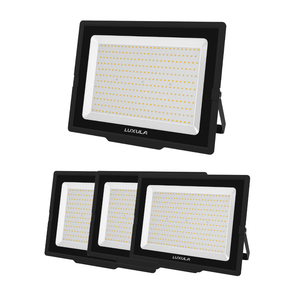 4er Pack LED-Fluter, 300 W, 4000 K (neutralweiß), 30000 lm, schwarz, IP65.