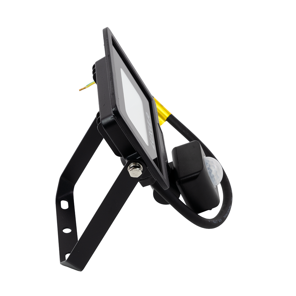 LED-Fluter mit Bewegungsmelder, 10 W, 3000 K (warmweiß), 1000 lm, schwarz, IP65.