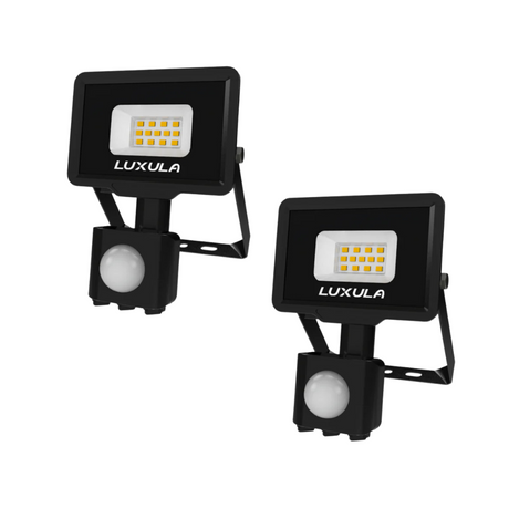 2er Pack LED-Fluter mit Bewegungsmelder, 10 W, 4000 K (neutralweiß), 1000 lm, schwarz, IP65.