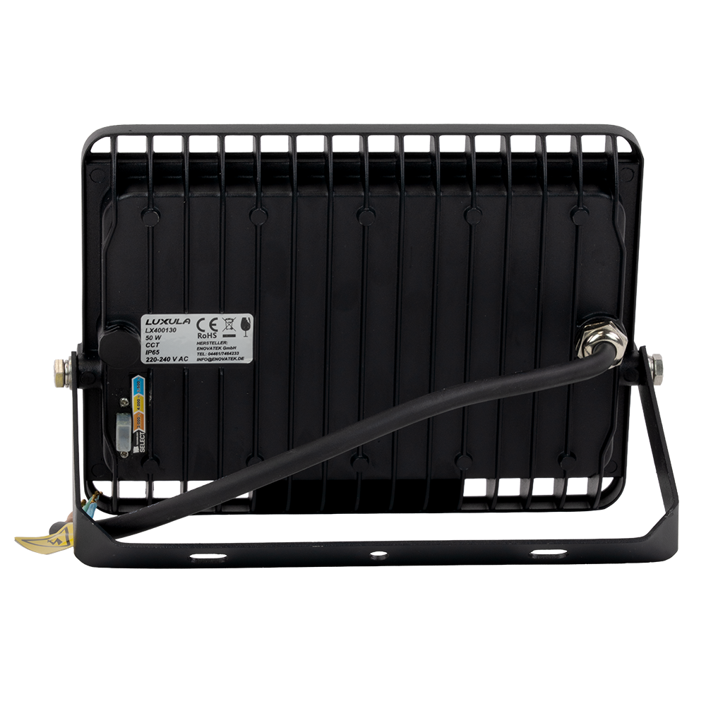 LED CCT Fluter, 50 W, 3000-6500 K (warm-, neutral-, kaltweiß), 5000 lm, schwarz, IP65.