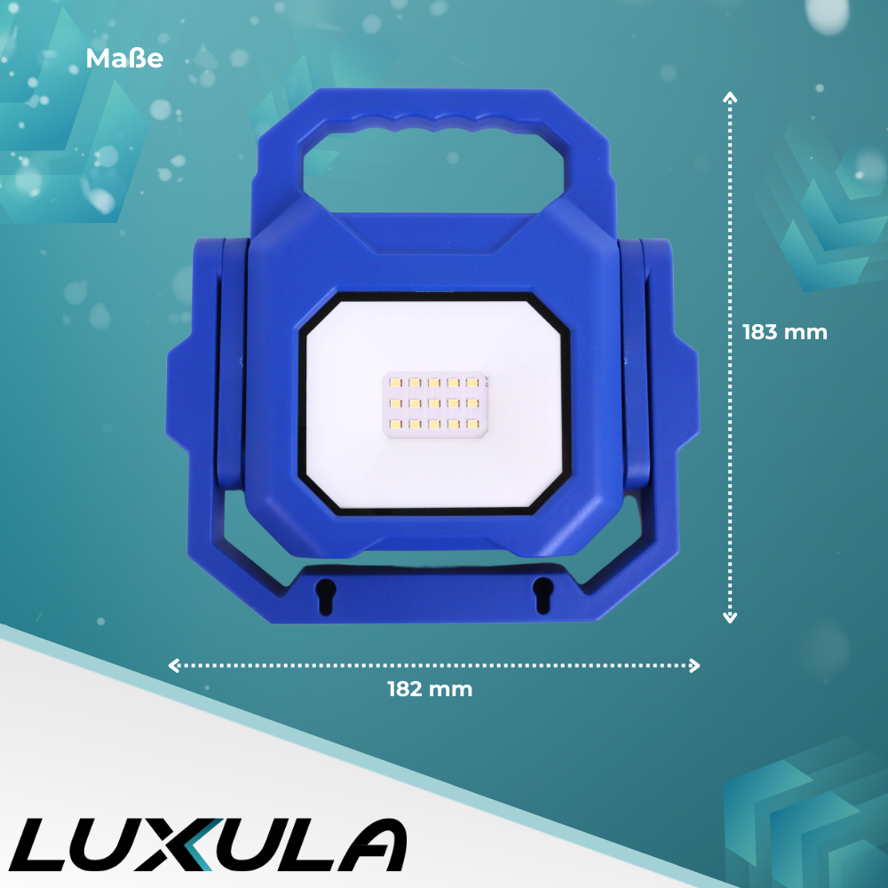 LED Baustrahler mit Akku, faltbar, 6 W, 800 lm, 4000 K (neutralweiß), IP54, 7 Stunden Lichtzeit, USB In- und Output, flexible Arbeitsleuchte.